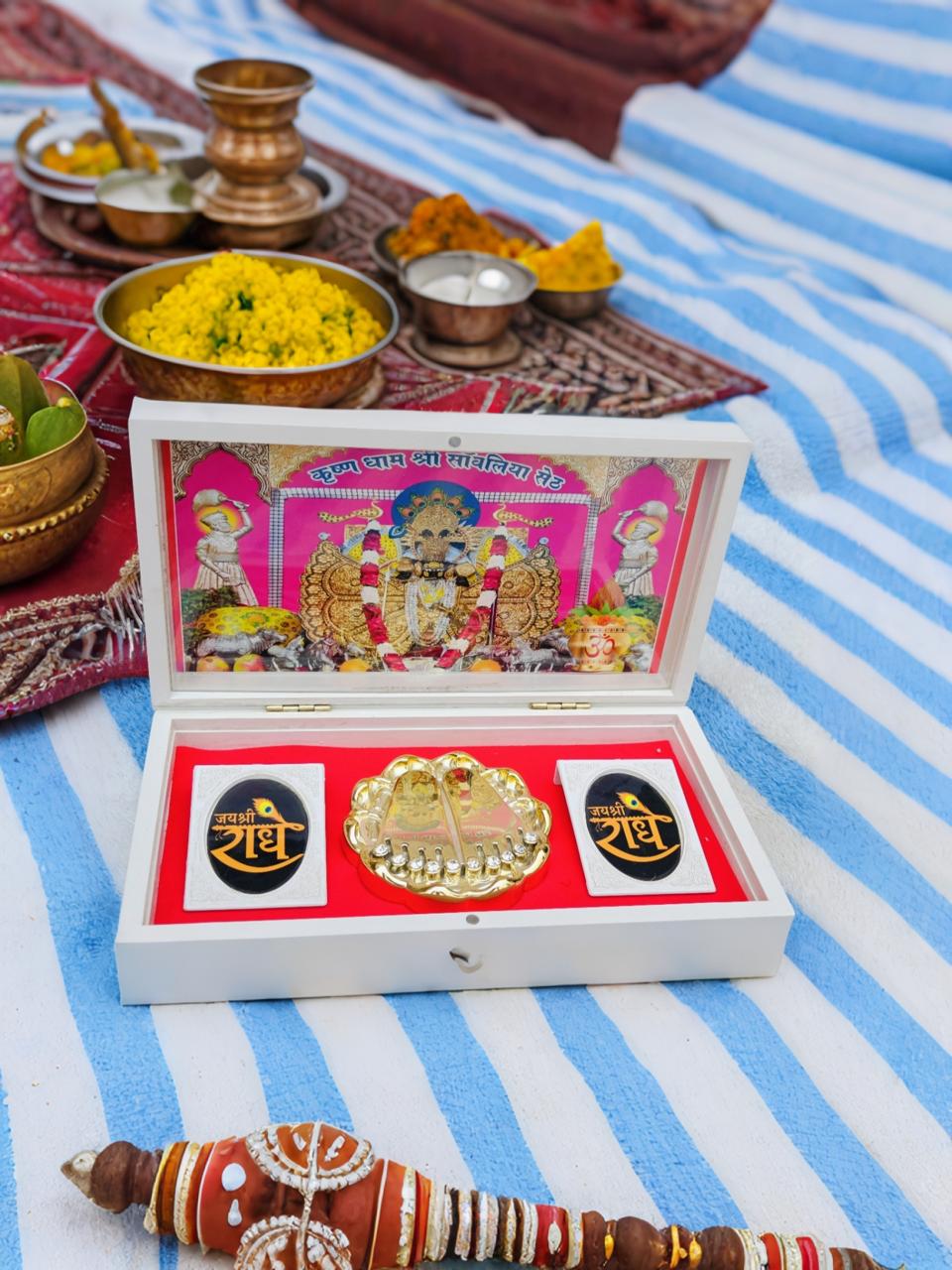 Gold plated Krishna ji Footprint